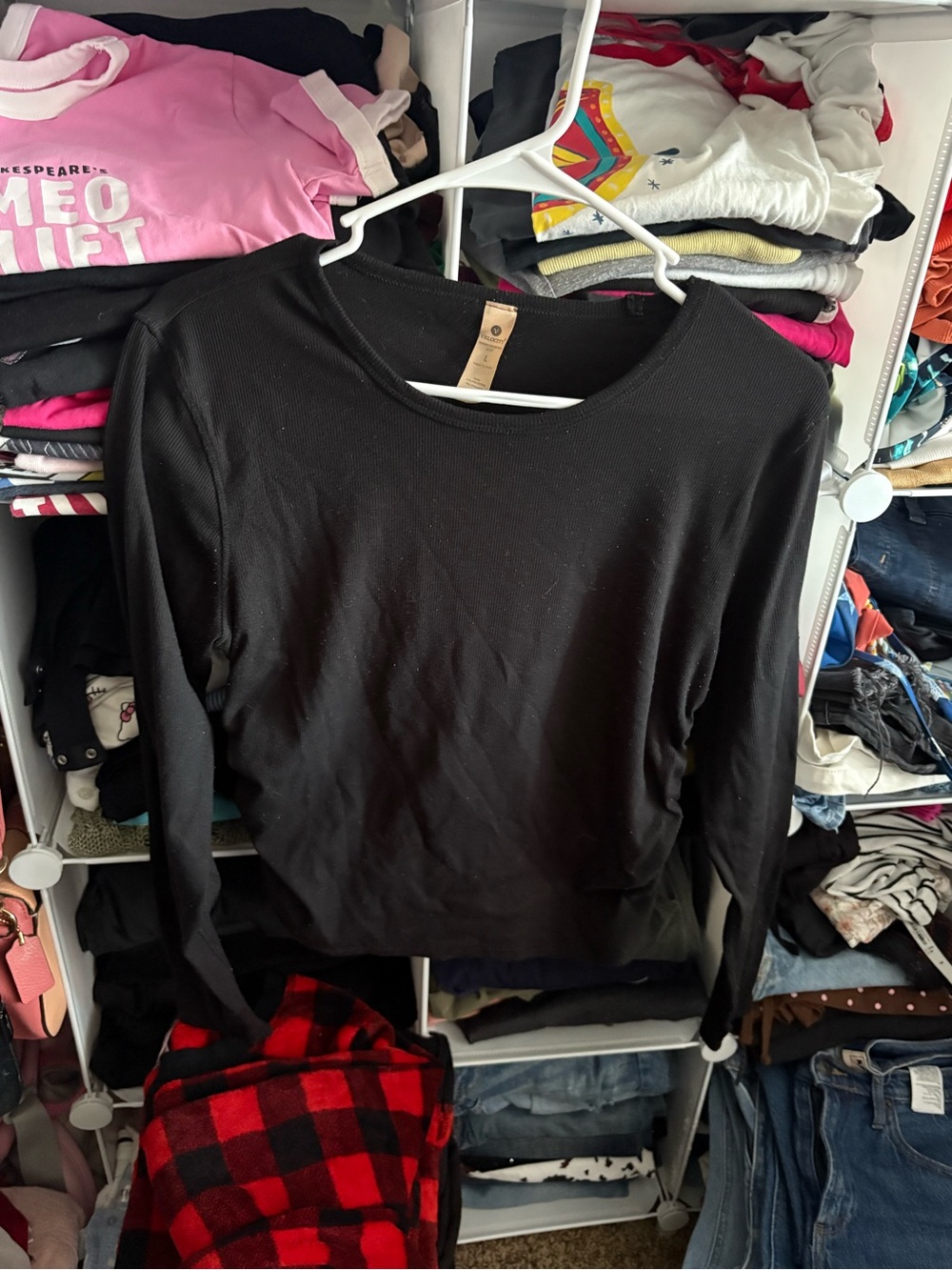 Velocity Black Long-Sleeve Ribbed Women's Tee